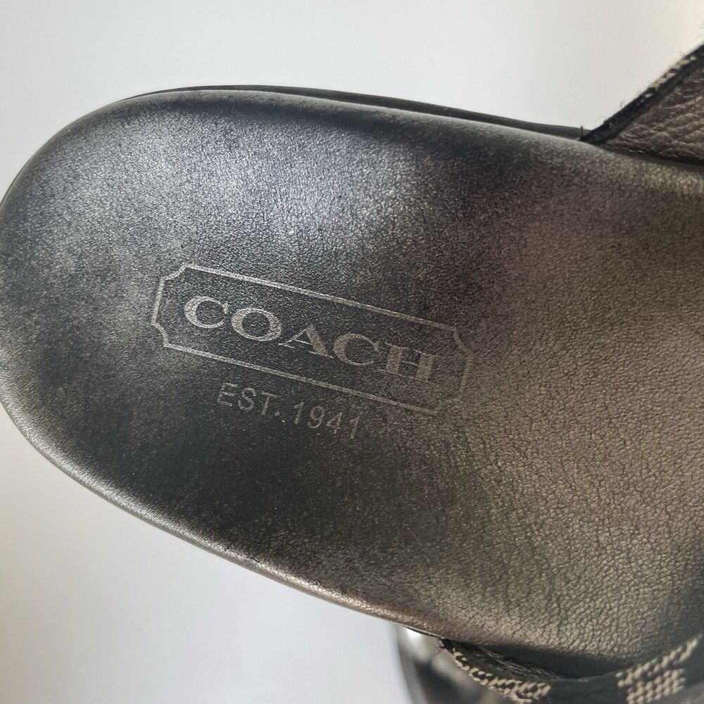 COACH Lindsey Leather Flip Flop Sandals Shoes Silver Gray Black Women's Size 8.5 - Picture 7 of 12